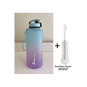 2000 Ml Tritan Motivasyonlu Su Matarası Pipetli Ve Süzgeçli (li̇la - Açi̇k Mavi̇)