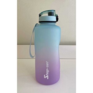 2000 Ml Tritan Motivasyonlu Su Matarası Pipetli Ve Süzgeçli (li̇la - Açi̇k Mavi̇)