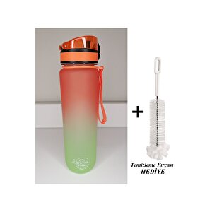 1000 Ml Tritan Motivasyonlu Su Matarası (turuncu - Neon Yeşi̇l) Rnva 1034239