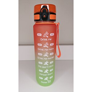 1000 Ml Tritan Motivasyonlu Su Matarası (turuncu - Neon Yeşi̇l) Rnva 1034239
