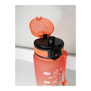 1000 Ml Tritan Motivasyonlu Su Matarası (turuncu - Neon Yeşi̇l) Rnva 1034239