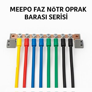 Faz Nötr Toprak Barası 20x4 mm Bakır 8 Civatalı Yanmaz Plastik Ayaklı Bakır Bara 250 Amper AC / DC 5-600 Volt