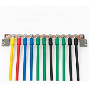 Faz Nötr Toprak Barası 20x4 mm Bakır 11 Civatalı Plastik Ayaklı Bakır Bara 250 Amper AC / DC 5-600 Volt