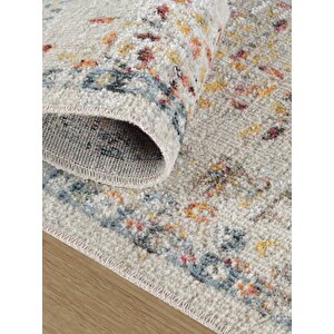 Antik 1112 Klasik Vintage Salon Halısı Bej Retro Mutfak Halısı Tozumaz İnce Makine Halısı 80x150 cm