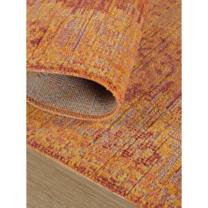 Antik 1115 Klasik Vintage Salon Halısı Turuncu Retro Mutfak Halısı Tozumaz İnce Makine Halısı 80x300 cm
