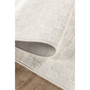 Mazza 7005 Krem Yumuşak Dokulu Modern Salon Mutfak Koridor Halısı Tozumaz Makine Halısı 100x200 cm