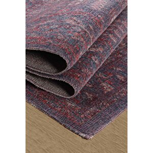 Antik 1113 Klasik Vintage Salon Halısı Mor Retro Mutfak Halısı Tozumaz İnce Makine Halısı 120x180 cm