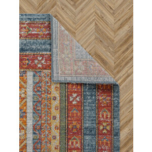 Antik 1111 Klasik Vintage Salon Halısı Renkli Retro Mutfak Halısı Tozumaz İnce Makine Halısı 100x300 cm