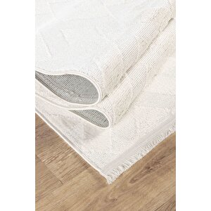 Mazza 7004 Krem Yumuşak Dokulu Modern Salon Mutfak Koridor Halısı Tozumaz Makine Halısı