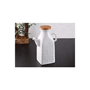 Eminhome Porselen Yağlık Bambu Kapaklı 1 Litre