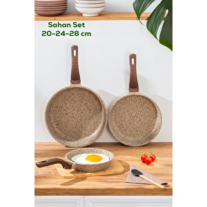 3737 Döküm Granit 3 Parça Tava Seti Kum Beji (20-24-28 Cm)