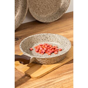 3737 Döküm Granit 3 Parça Tava Seti Kum Beji (20-24-28 Cm)