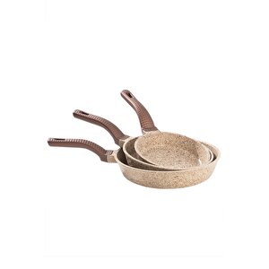 3737 Döküm Granit 3 Parça Tava Seti Kum Beji (20-24-28 Cm)