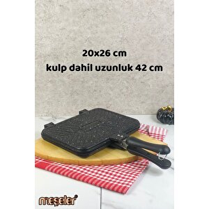 Ocak Üstü Granit Döküm El Tost Ve Çok Amaçlı Grill Tava Siyah