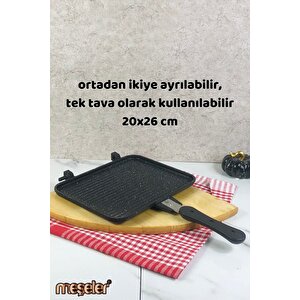 Ocak Üstü Granit Döküm El Tost Ve Çok Amaçlı Grill Tava Siyah