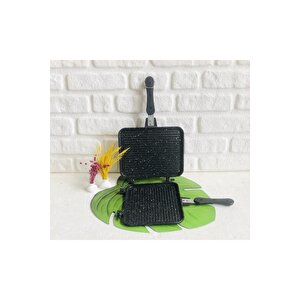 Ocak Üstü Granit Döküm El Tost Ve Çok Amaçlı Grill Tava Siyah