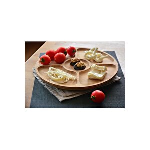 9100 M Carina Tek Parça Bambu 28x3 Cm 5 Bölmeli Dönebilen Servis Tabağı