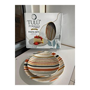 Tulu Dijital Baskılı 7 Parça Porselen Pasta Seti