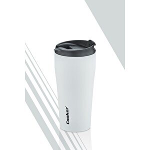 0,40 Ml Çift Kat Paslanmaz Çelik Termos ( Çay Kahve Piknik Kamp Outdoor Ofis Otel Kafe Okul )-beyaz