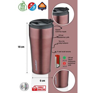 0,40 Ml Çift Kat Paslanmaz Çelik Termos ( Çay Kahve Piknik Kamp Outdoor Ofis Otel Kafe Okul )-bordo