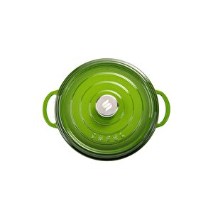 Aroma Kapak Yeşil Yuvarlak Döküm Tencere 28 Cm