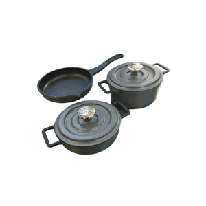 Jr.mini Döküm 5 Parça Tencere Tava Seti 14cm