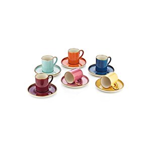 Colorful Chıque 12 Parça Türk Kahvesi Fincan Takımı