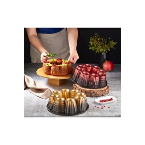 Oms Döküm Granit Muffin Kek Kalıbı Kırmızı