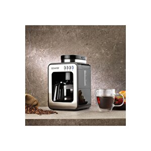 Barista Öğütücülü Filtre Kahve Makinesi-siyah