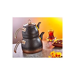 4pcs Granit Xl Boy Çaydanlık Cam Kapak