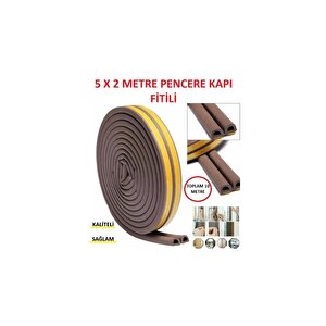 Kahverengi Pencere Fitili 10 Metre Yapışkanlı Pimapen Kapı Fitili Cam Bandı Pencere Yalıtım Süngeri