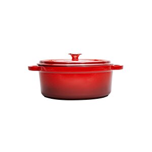 Aroma Kapak Kırmızı Yuvarlak Döküm Tencere 32 Cm