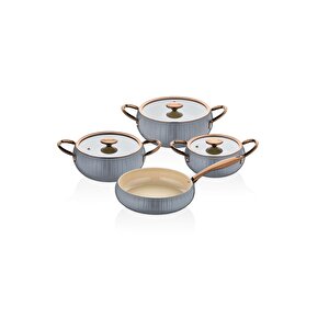 12001 - Allure - Pure Ceramic - 7 Parça - Biogranit, Seramik, Set, Antrasit Gövde, Bakır Detay