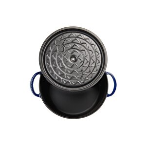 Aroma Kapak Mavi Yuvarlak Tencere 32 Cm