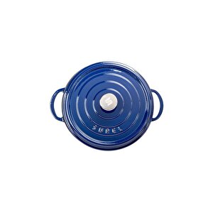Aroma Kapak Mavi Yuvarlak Tencere 32 Cm