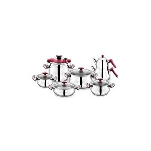 Ganze Praxıs Çelik Set 14 Parça - Bordo