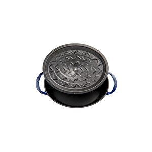 Aroma Kapak Mavi Oval Döküm Tencere 23x29
