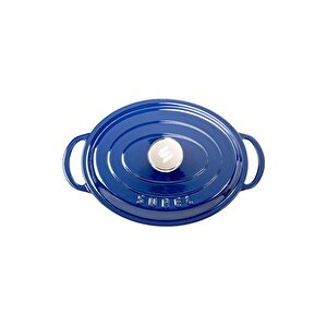 Aroma Kapak Mavi Oval Döküm Tencere 23x29