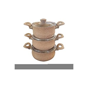 6 Parça Granit Güveç Set 3027 Kahverengi