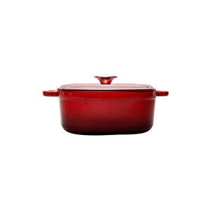 Aroma Kapak Kırmızı Kare Derin Döküm Tencere 24x24
