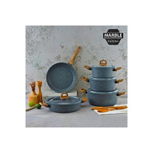 Marble Natura 9 Parça Granit Tencere Seti