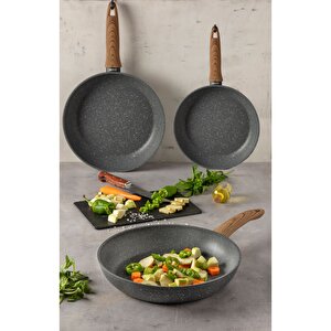 Natura Marble Xl Büyük 3lü Granit Tava Seti  28-30-32cm