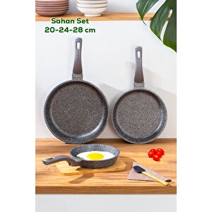 3737 Döküm Granit 3 Parça Tava Seti Gri (20-24-28 Cm)
