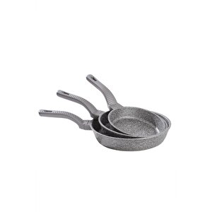 3737 Döküm Granit 3 Parça Tava Seti Gri (20-24-28 Cm)