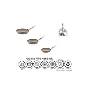 3207 Kumbeji Indüksiyon Uyumlu 3 Lü Tava Seti 24-26-28cm