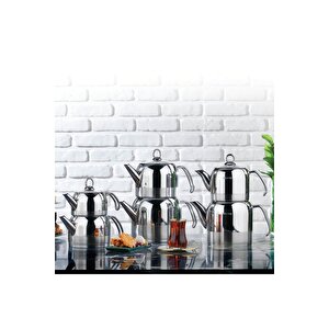 Ada Metal Çaydanlık Takımı (büyük) - 4 Parça - Inox
