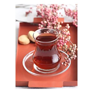 24 Parça Eda Hercai Porselen Ve Cam Tabaklı Çay Bardağı Çay Takımı Seti