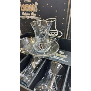 Zambak Lüx 12 Parça Yaldızlı Taşlı Çay Seti