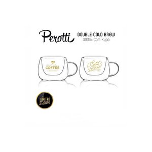 Perotti 300 Ml Double Cold Brew Çift Cidarlı 2 Li̇ Kupa Cam Bardak Seti 300 Ml