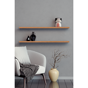 80 Cm 2li Safir Meşe Mdf Uçan Duvar Rafı Gizli Bağlantı Kitaplık